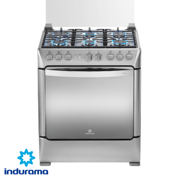 Cocina a Gas Indurama 6 Quemadores Acero Inoxidable Con Grill GALICIA ZAFIRO