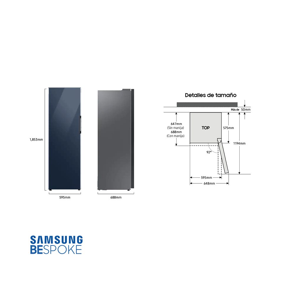 Refrigerador - Congelador Convertible Samsung 1 Puerta BESPOKE 323 Litros Rosa RZ32A7445P0/ED