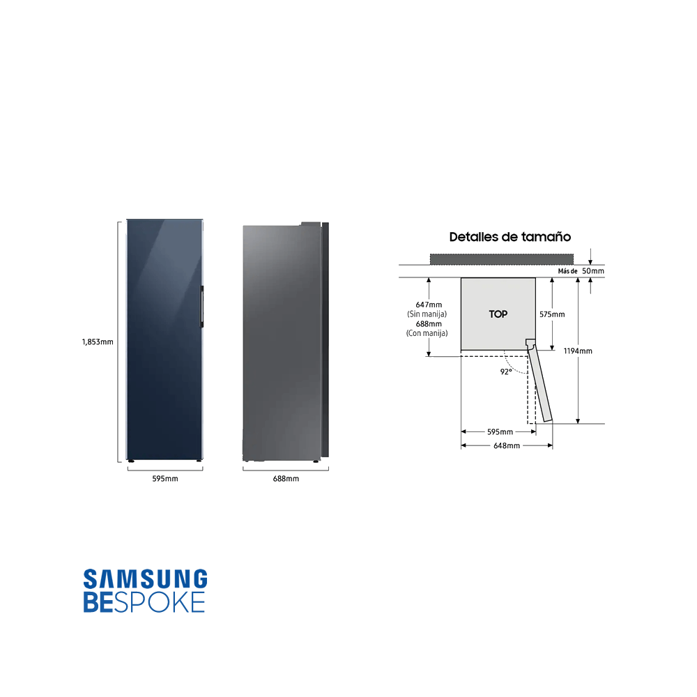 Refrigerador - Congelador Convertible Samsung 1 Puerta BESPOKE 323 Litros Rosa RZ32A7445P0/ED