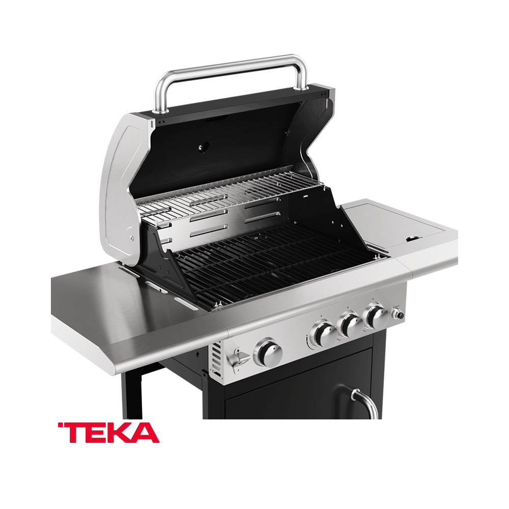 Parrilla Asadora de Gas Teka 3 Quemadores + 1 Auxiliar BBQ 3100 G
