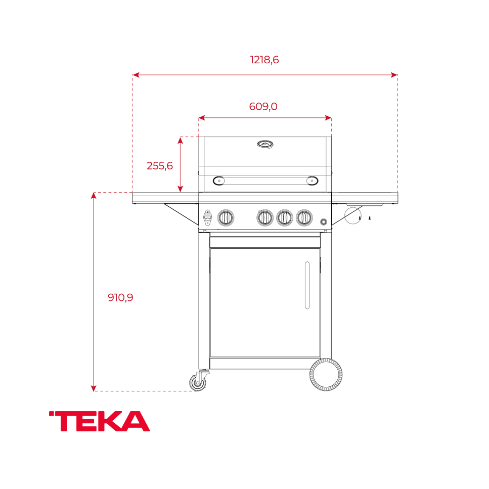 Parrilla Asadora de Gas Teka 3 Quemadores + 1 Auxiliar BBQ 3100 G