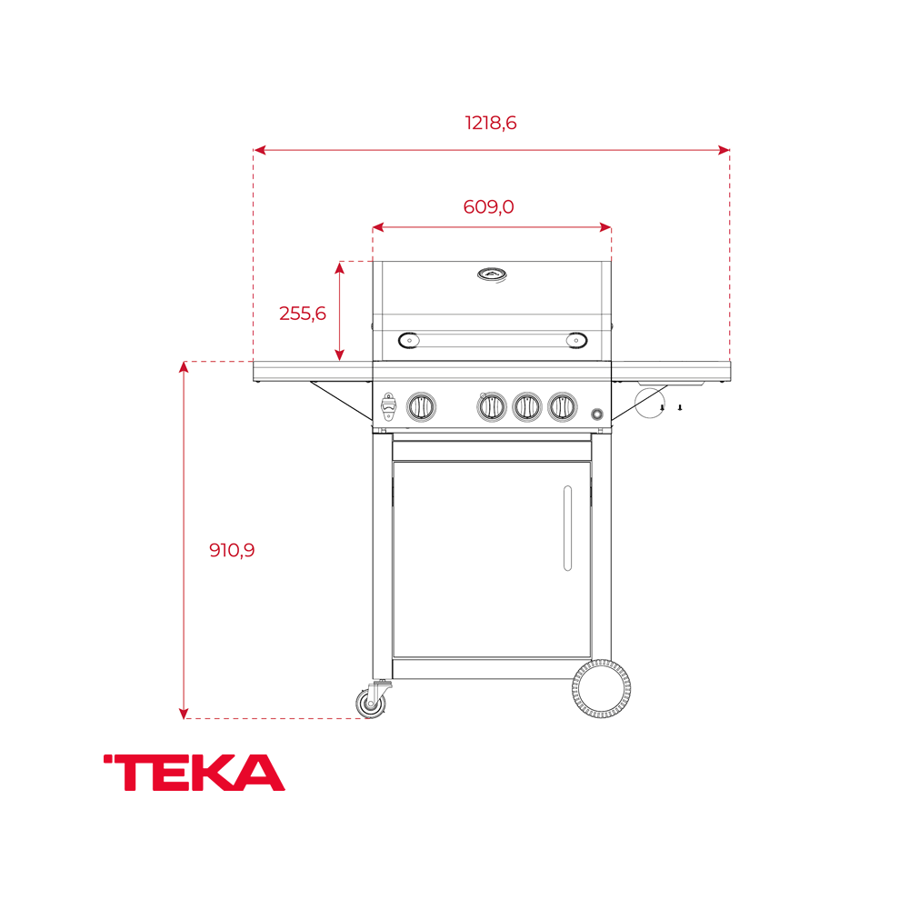 Parrilla Asadora de Gas Teka 3 Quemadores + 1 Auxiliar BBQ 3100 G