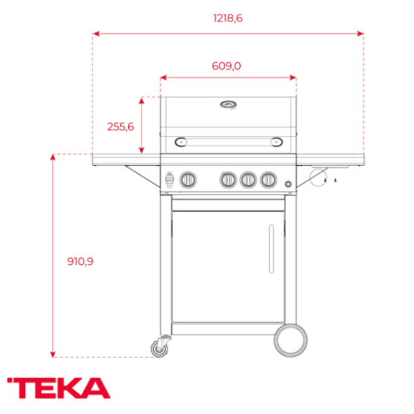 Parrilla Asadora de Gas Teka 3 Quemadores + 1 Auxiliar BBQ 3100 G