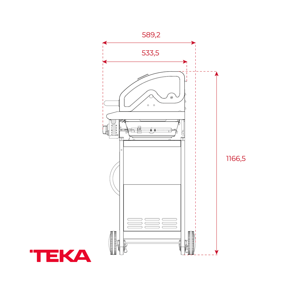 Parrilla Asadora de Gas Teka 3 Quemadores + 1 Auxiliar BBQ 3100 G