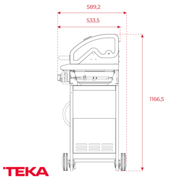 Parrilla Asadora de Gas Teka 3 Quemadores + 1 Auxiliar BBQ 3100 G