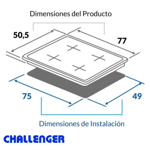 Encimera de Inducción Challenger 4 Zonas 77cm 7200W SL6080