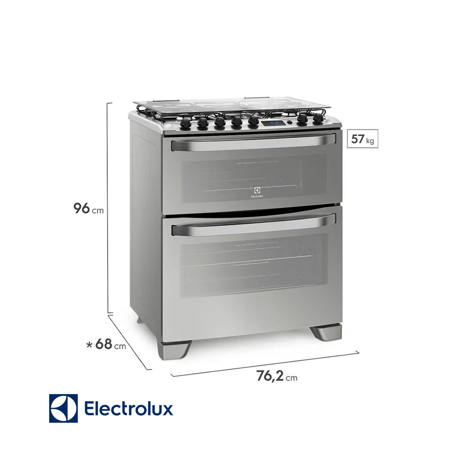 Cocina a Gas Electrolux 5 Quemadores Doble Horno Con Grill 76DXR