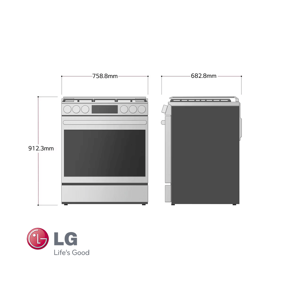 Cocina a Gas LG 5 Quemadores Acero Inoxidable Panel Touch con Grill LRGL5845S