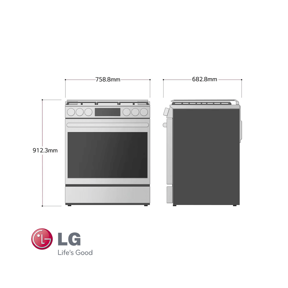 Cocina a Gas LG 5 Quemadores Acero Inoxidable Panel Touch con Grill LRGL5845S