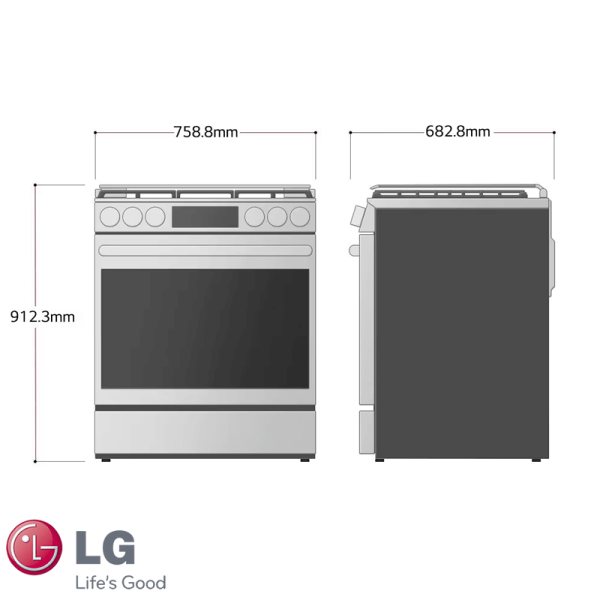 Cocina a Gas LG 5 Quemadores Acero Inoxidable Panel Touch con Grill LRGL5845S