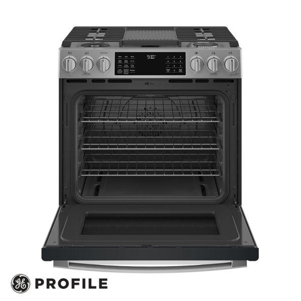 Cocina a Gas GE Profile 5 Quemadores Acero Inox Touch con Convección – Grill - Air Fryer PGS930YPFS
