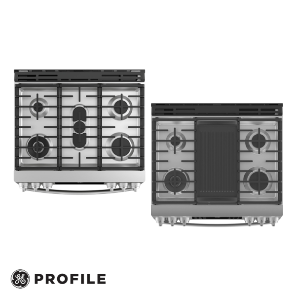 Cocina a Gas GE Profile 5 Quemadores Acero Inox Touch con Convección – Grill - Air Fryer PGS930YPFS