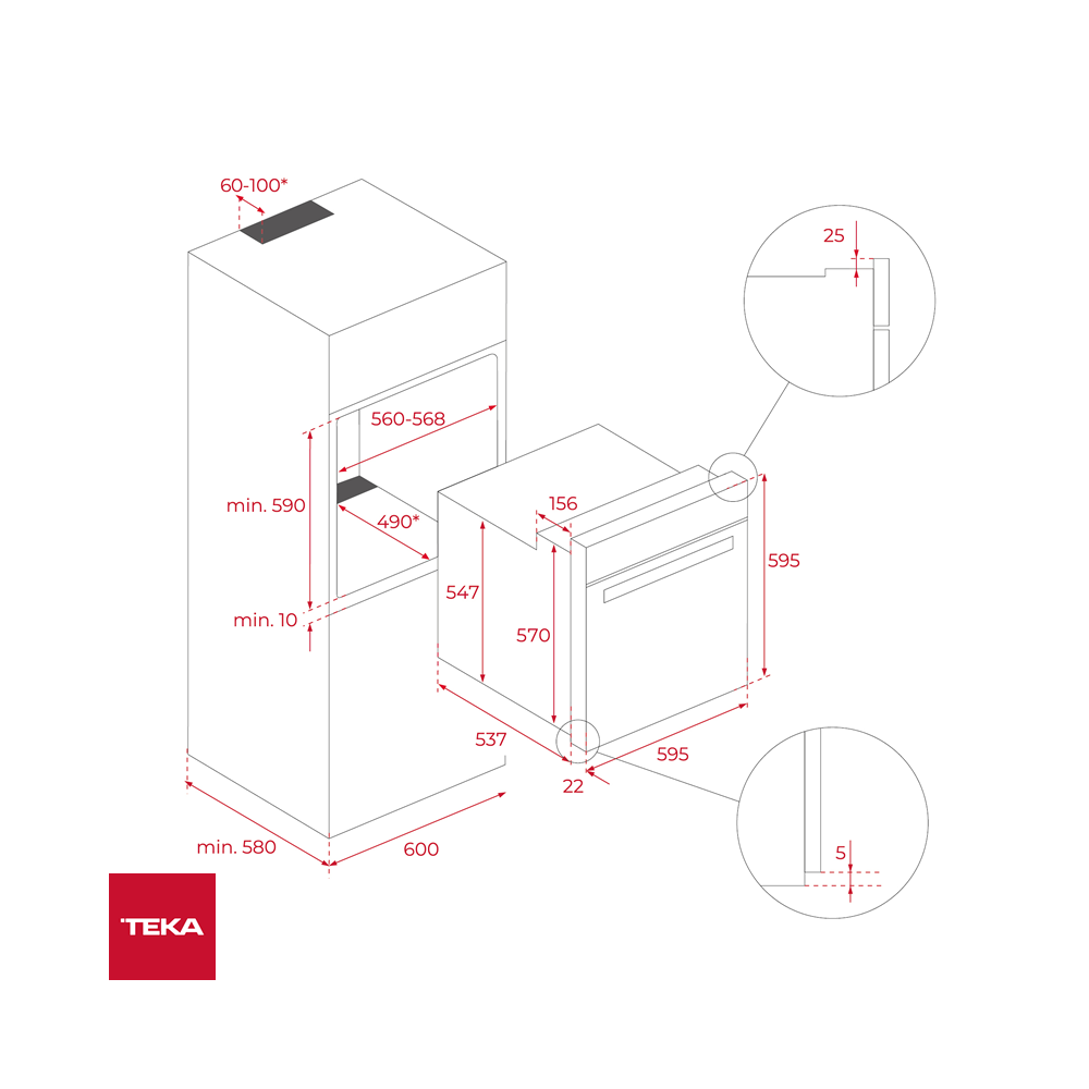 Horno Eléctrico Empotrable 60cm Teka Maestro Pizza 8 Funciones HLB 85 INFINITY G1