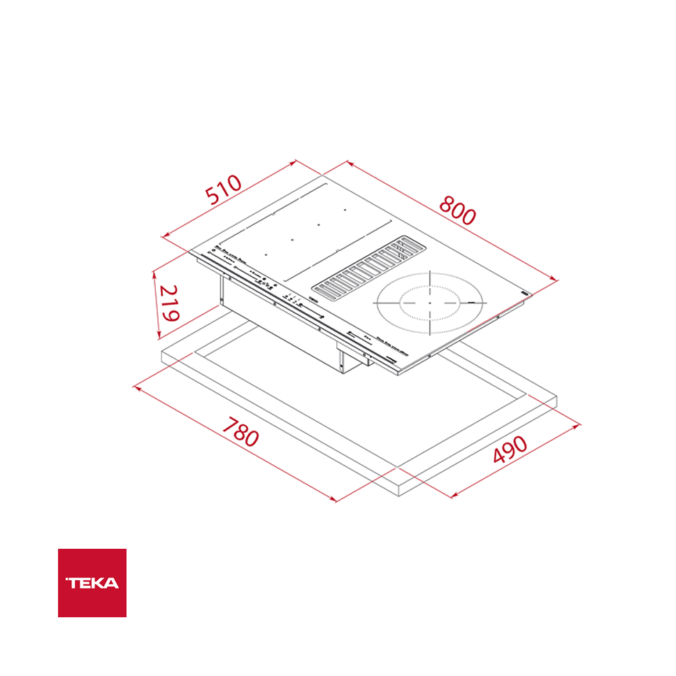 Encimera de Inducción TEKA FullFlex 4 Zonas 80cm 7200W con Extractor de Olor Integrado AFC 87628 MST