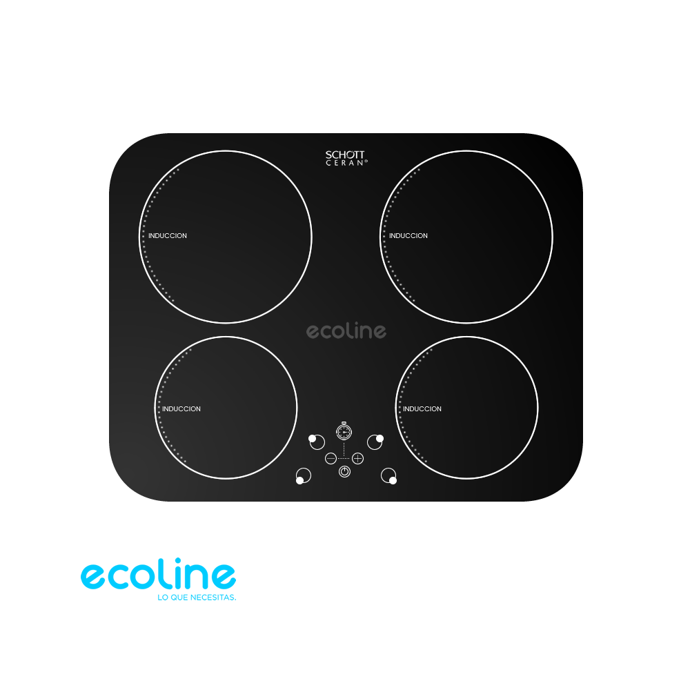 Encimera de Inducción Ecoline 4 Zonas 55cm 6100W Empotrable CAPRI