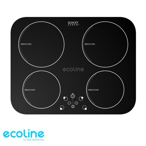 Encimera de Inducción Ecoline 4 Zonas 55cm 6100W Empotrable CAPRI