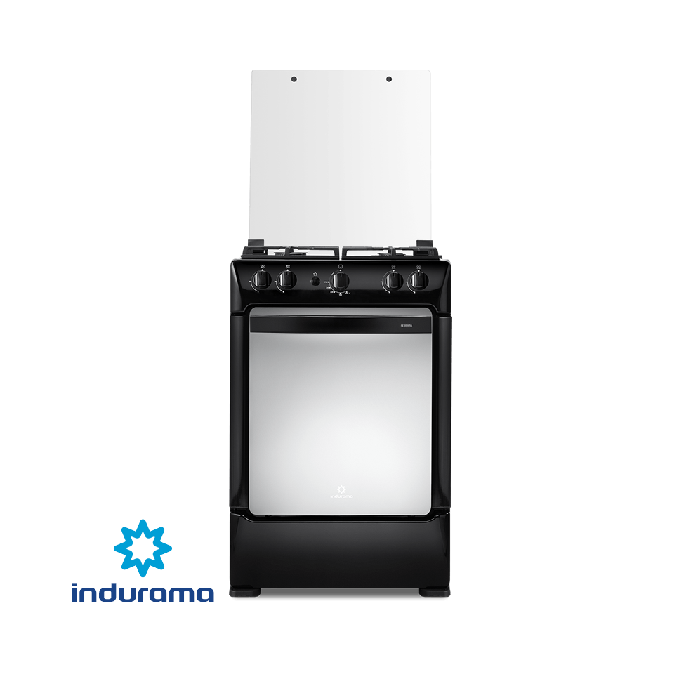 Cocina de Gas Indurama de Acero Inoxidable Negro – 4 Quemadores FERRARA