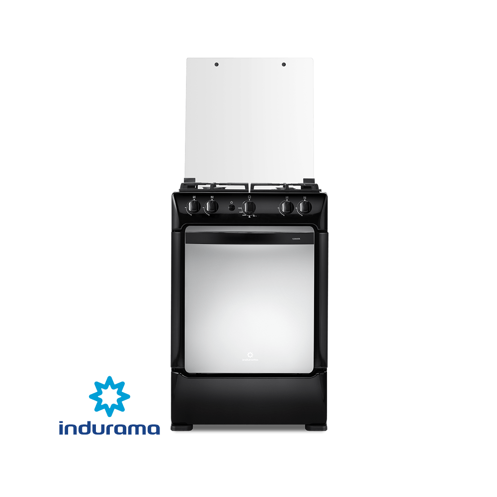 Cocina de Gas Indurama de Acero Inoxidable Negro – 4 Quemadores FERRARA