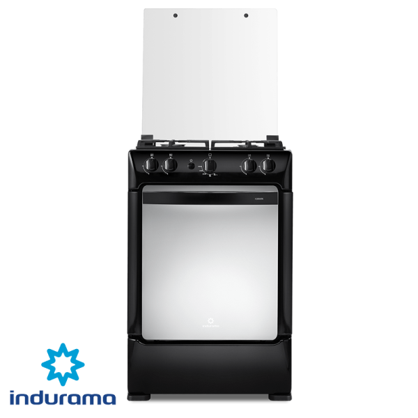 Cocina de Gas Indurama de Acero Inoxidable Negro – 4 Quemadores FERRARA