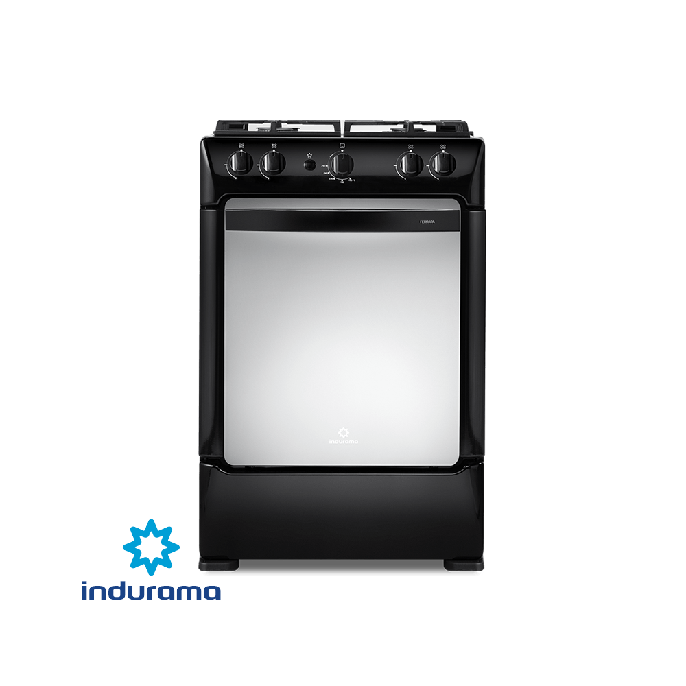 Cocina de Gas Indurama de Acero Inoxidable Negro – 4 Quemadores FERRARA