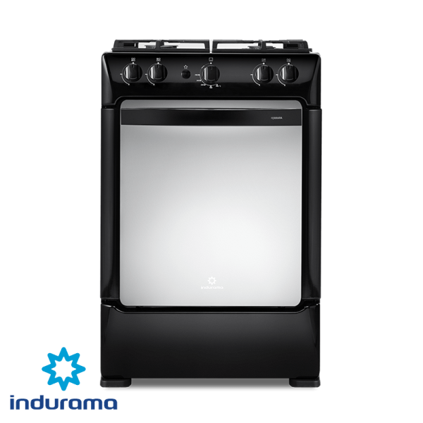 Cocina de Gas Indurama de Acero Inoxidable Negro – 4 Quemadores FERRARA