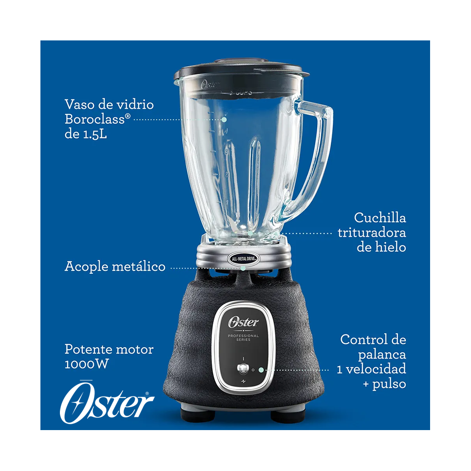 Licuadora OSTER Profesional Tritura Hielo 1000W - Jarra de 1.5L  BLSTBPST