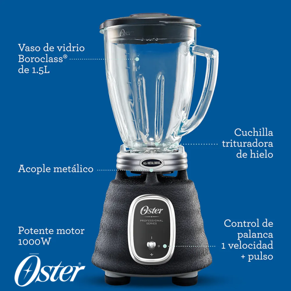 Licuadora OSTER Profesional Tritura Hielo 1000W - Jarra de 1.5L  BLSTBPST