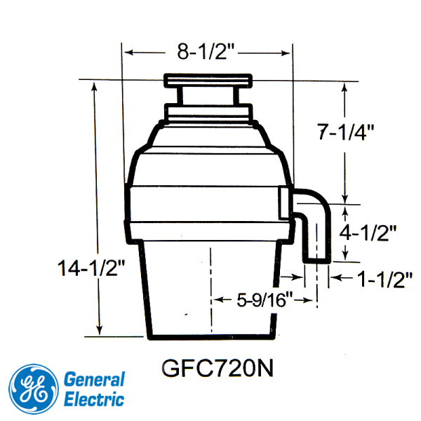 Triturador de Alimentos General Electric de 3/4 HP - Almacenamiento de 900 ml GFC720N