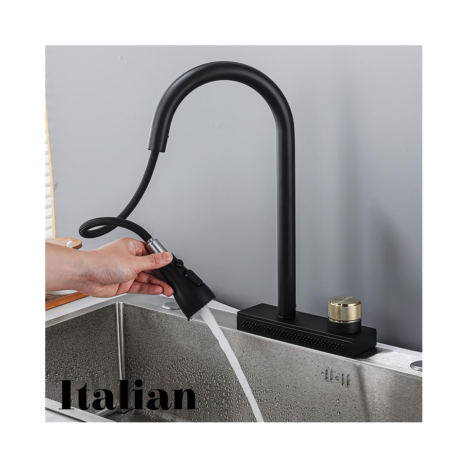 Grifo de Cocina ITALIAN Flexible Acero Inoxidable con Cascada 31013-GM