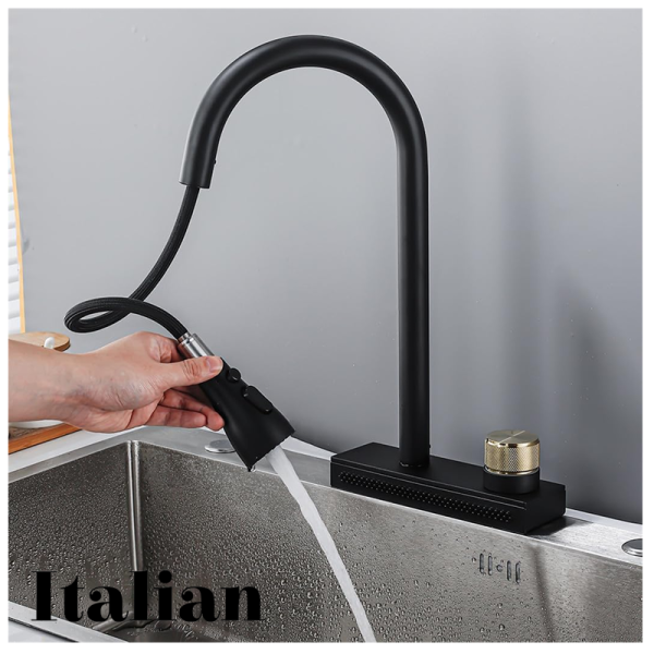 Grifo de Cocina ITALIAN Flexible Acero Inoxidable con Cascada 31013-GM