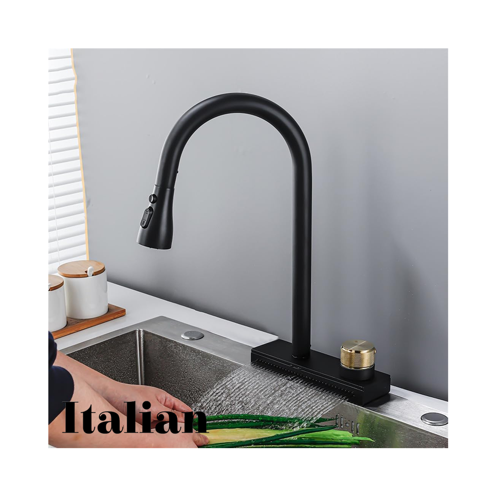 Grifo de Cocina ITALIAN Flexible Acero Inoxidable con Cascada 31013-GM