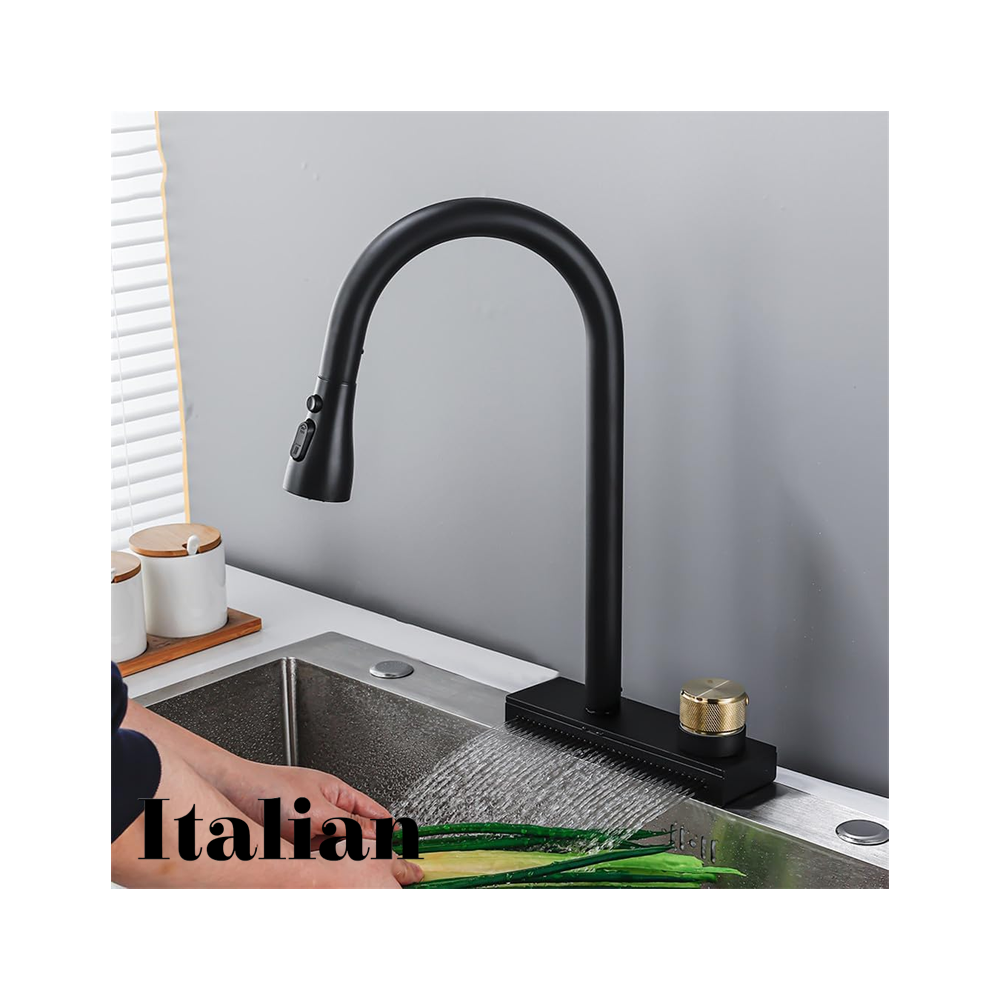 Grifo de Cocina ITALIAN Flexible Acero Inoxidable con Cascada 31013-GM