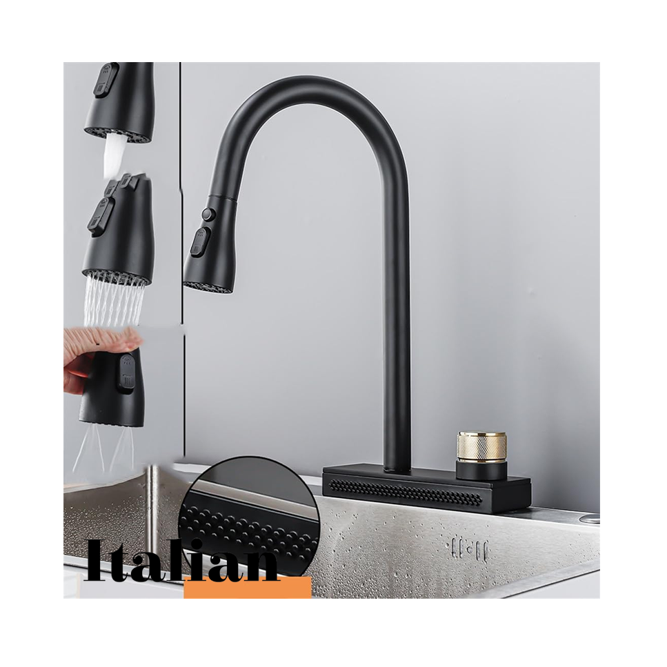 Grifo de Cocina ITALIAN Flexible Acero Inoxidable con Cascada 31013-GM