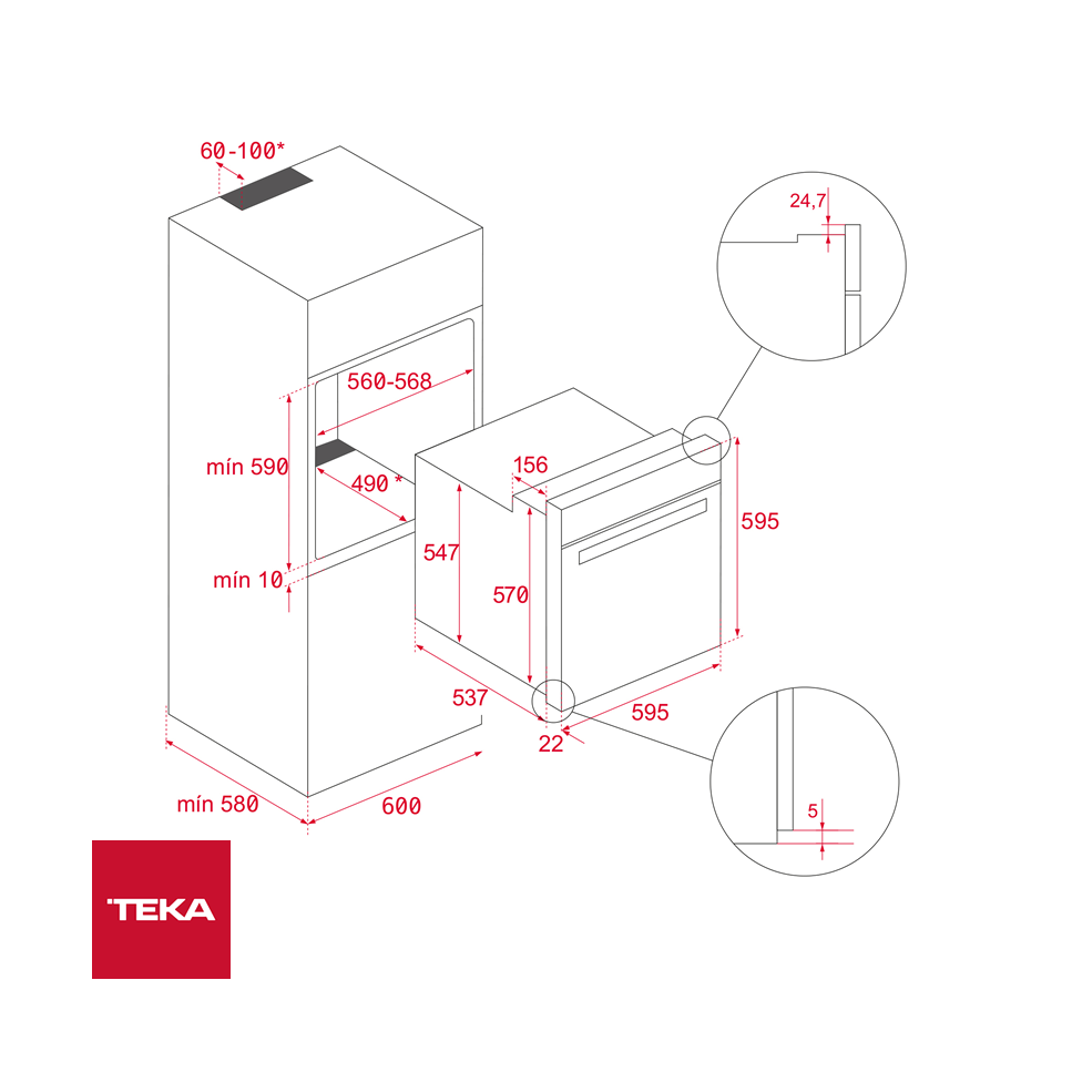 Horno Eléctrico Empotrable 60cm Teka 3 Funciones HBB510