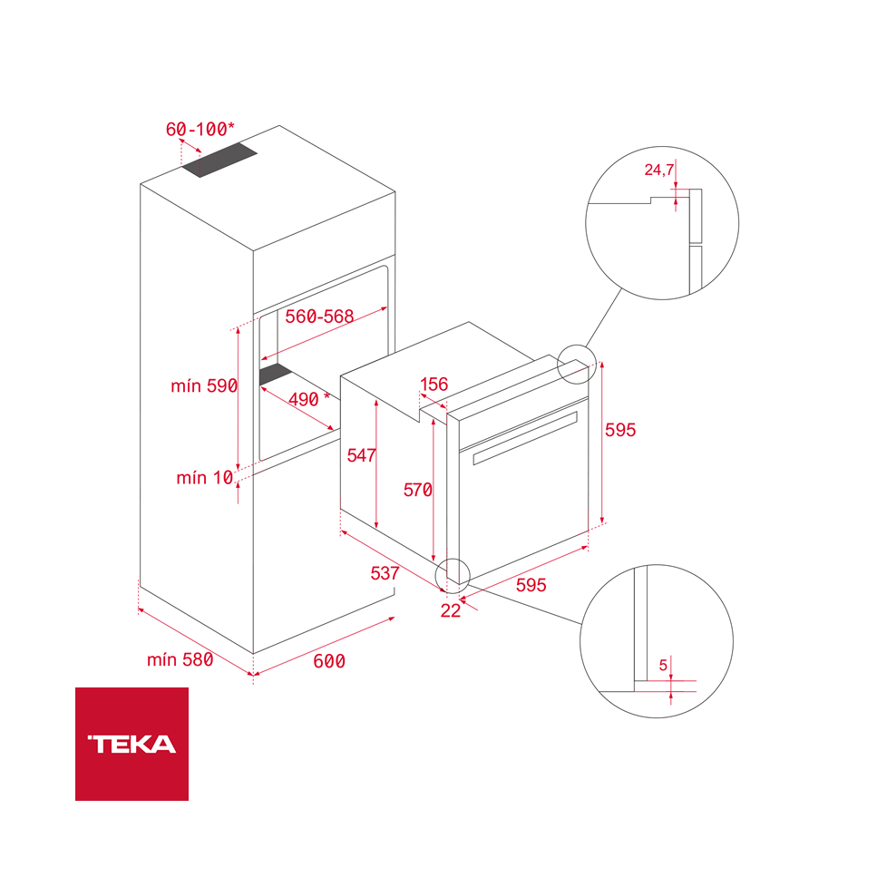 Horno Eléctrico Freidora de Aire Empotrable 60cm Teka 11 Funciones HLB 8416 AIRFRY