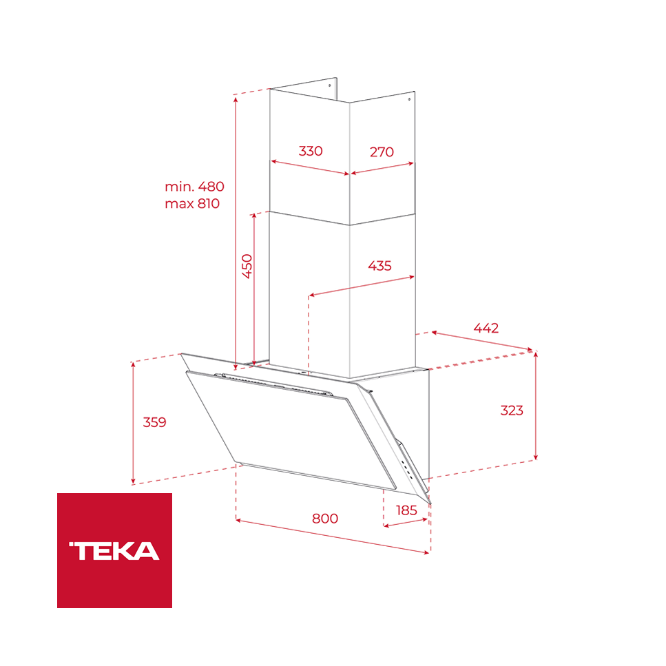 Campana Extractor de Olores TEKA Infinity G1 de Pared 80 cm Control Touch DVI 88-G1