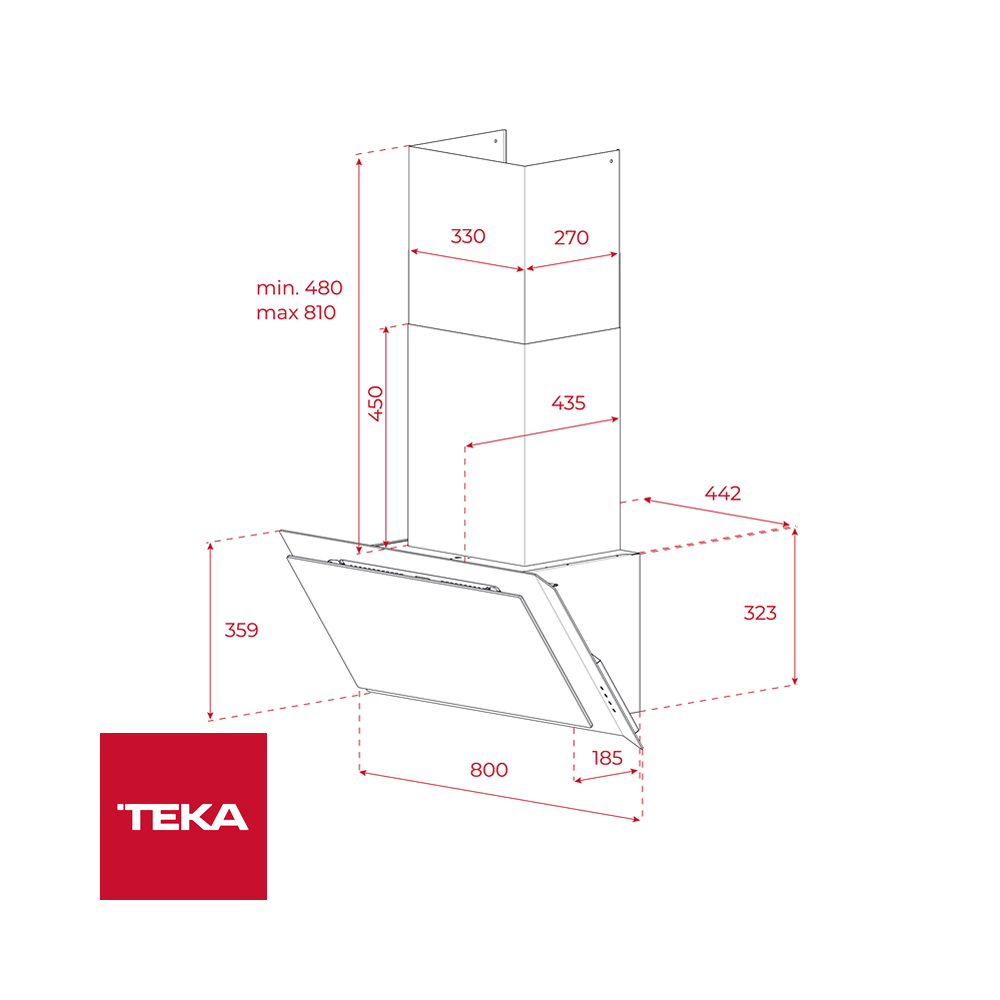 Campana Extractor de Olores TEKA Infinity G1 de Pared 80 cm Control Touch DVI 88-G1
