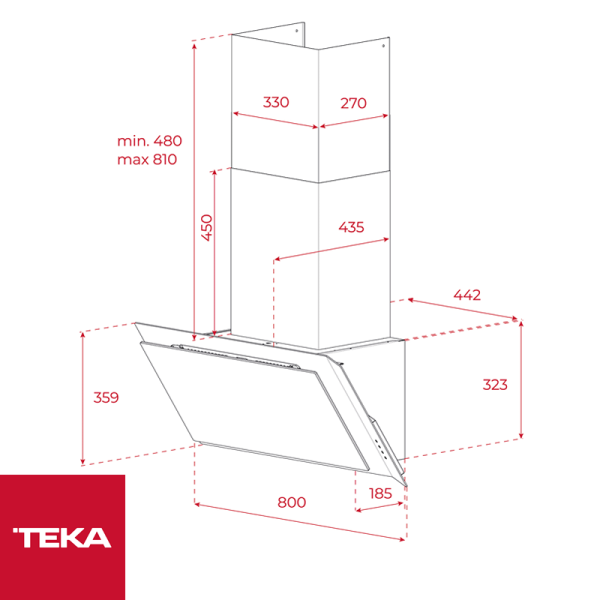 Campana Extractor de Olores TEKA Infinity G1 de Pared 80 cm Control Touch DVI 88-G1