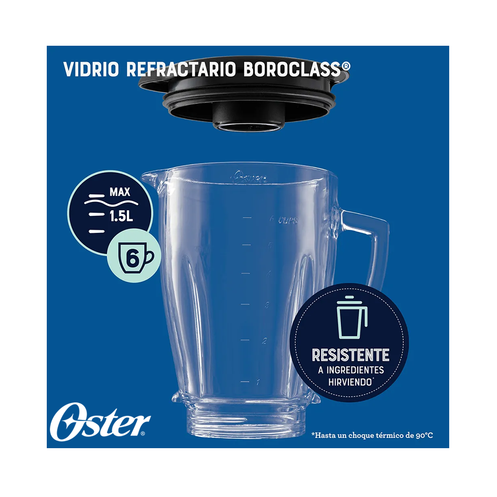 Licuadora Oster Reversible 1000 Watts - Jarra de Vidrio de 1.5 Litros BLSTPYG1309B