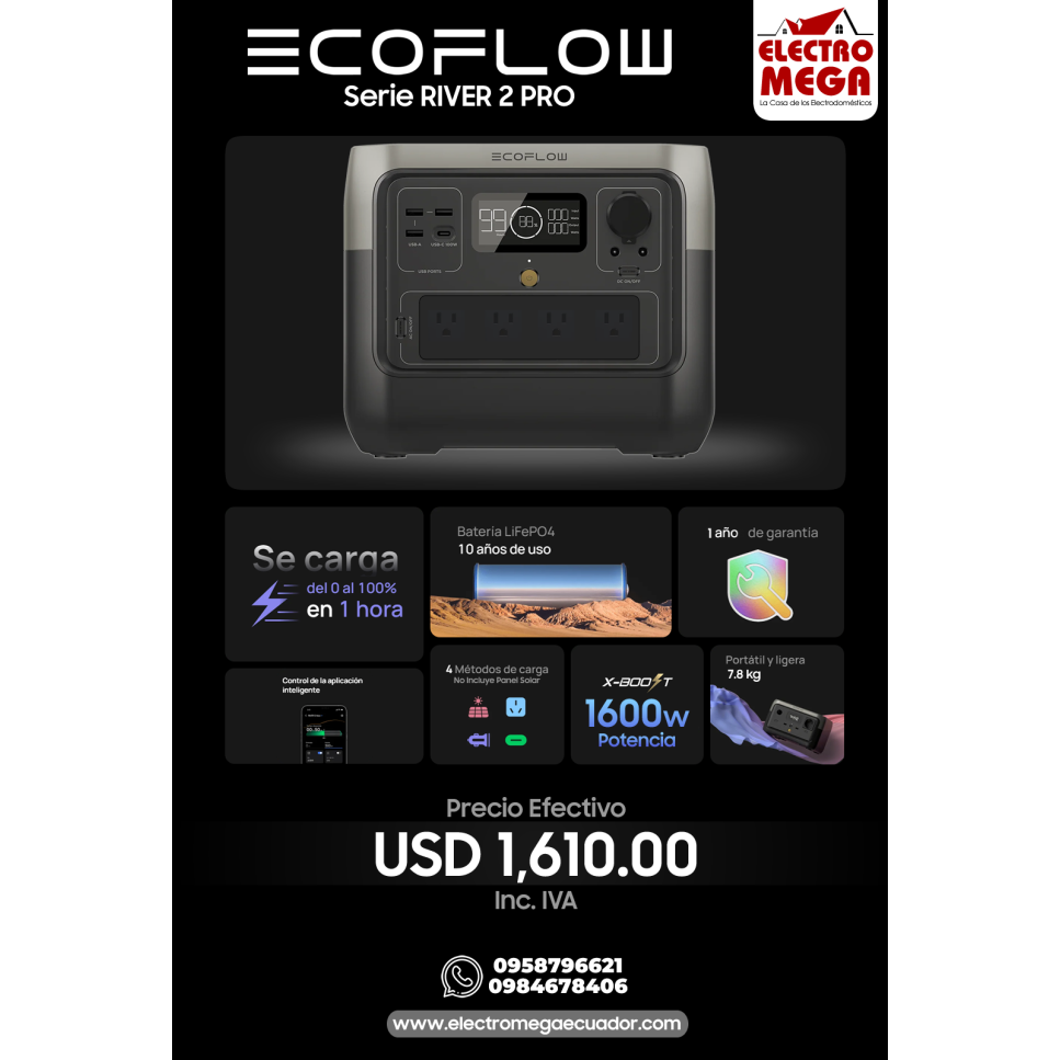 Estación de Carga EcoFlow X-Boost 1600 Watts RIVER 2 PRO