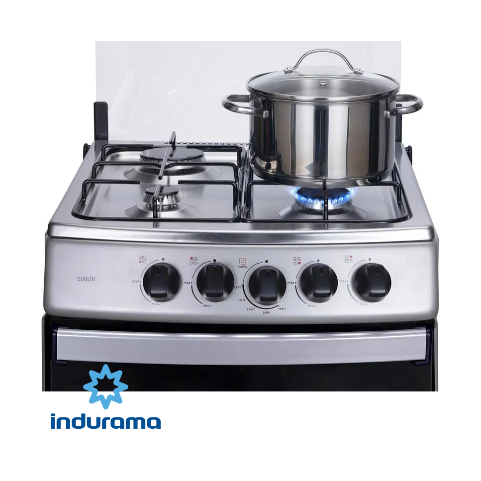 Cocina de Gas Indurama de Acero Inoxidable – 4 Quemadores DUBLIN