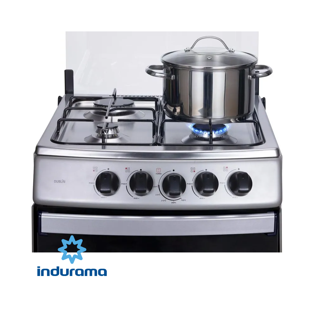 Cocina de Gas Indurama de Acero Inoxidable – 4 Quemadores DUBLIN