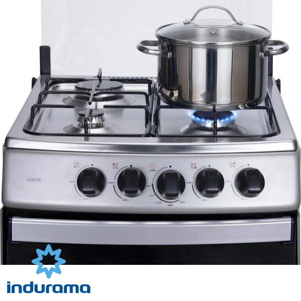 Cocina de Gas Indurama de Acero Inoxidable – 4 Quemadores DUBLIN
