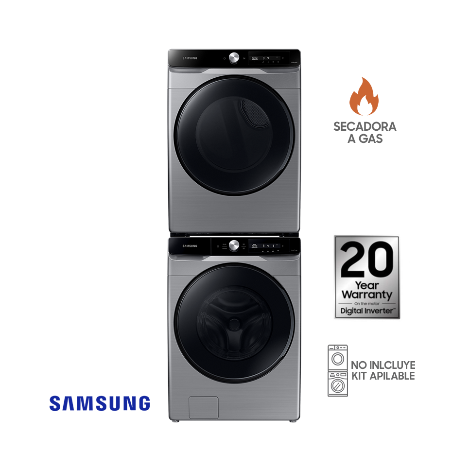 Combo Lavadora + Secadora de Gas Samsung 22 Kgs – 48 Lbs Inverter