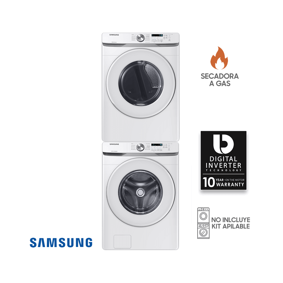 Combo Lavadora + Secadora de Gas Samsung 20 Kgs – 44 Lbs Inverter