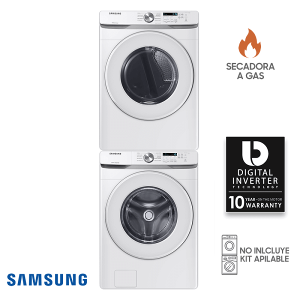 Combo Lavadora + Secadora de Gas Samsung 20 Kgs – 44 Lbs Inverter