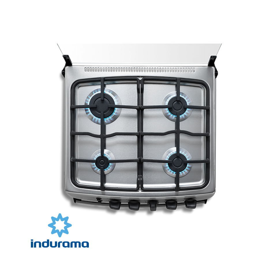 Cocina de Gas Indurama de Acero Inoxidable – 4 Quemadores CORUÑA