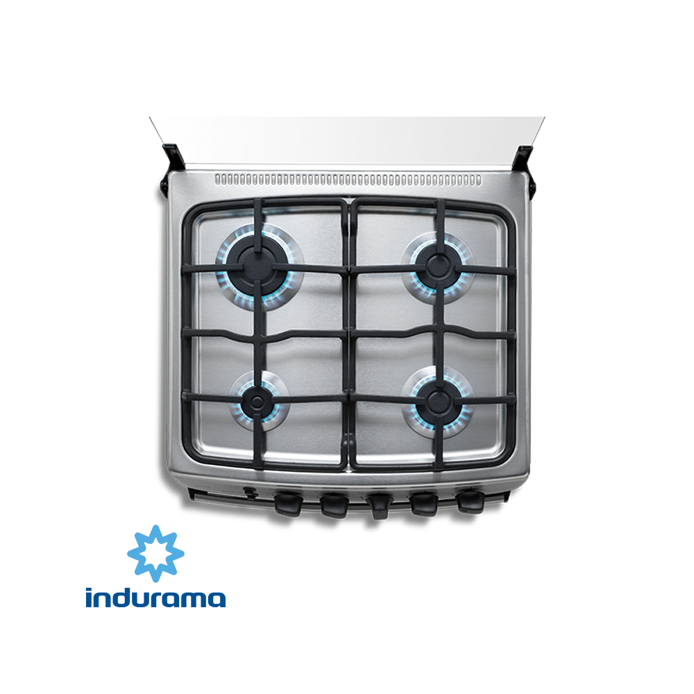 Cocina de Gas Indurama de Acero Inoxidable – 4 Quemadores CORUÑA