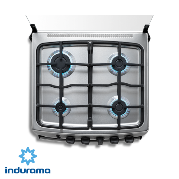 Cocina de Gas Indurama de Acero Inoxidable – 4 Quemadores CORUÑA