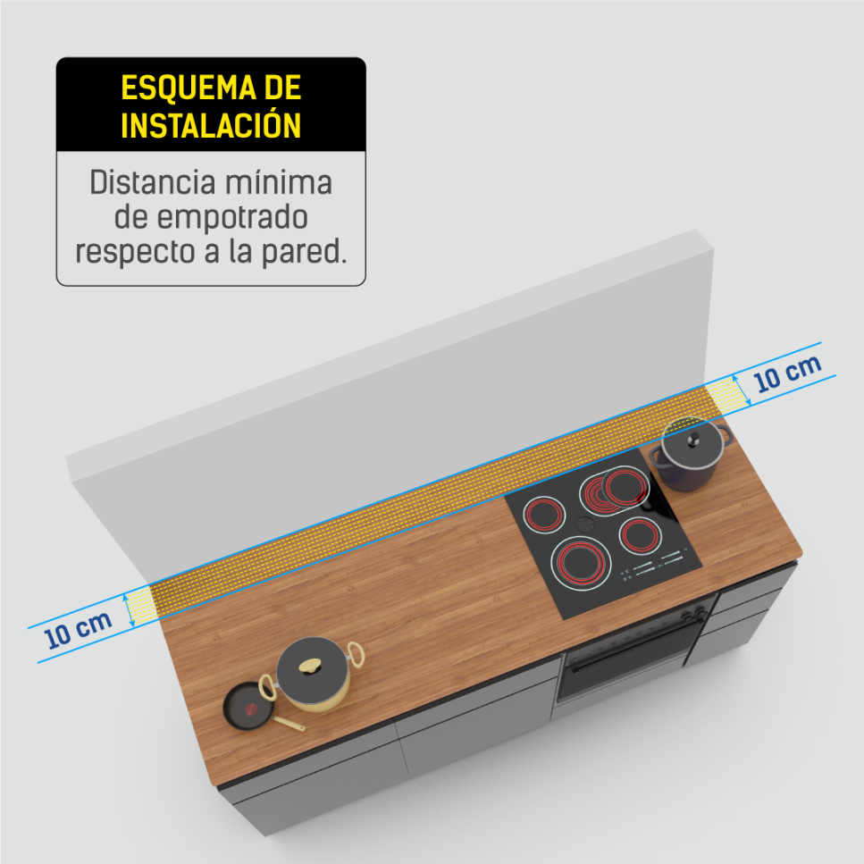 Encimera a Gas Empotrable BP 5Q Vidrio Parrilla Hierro Fundido de 90cm  BARCELONA II